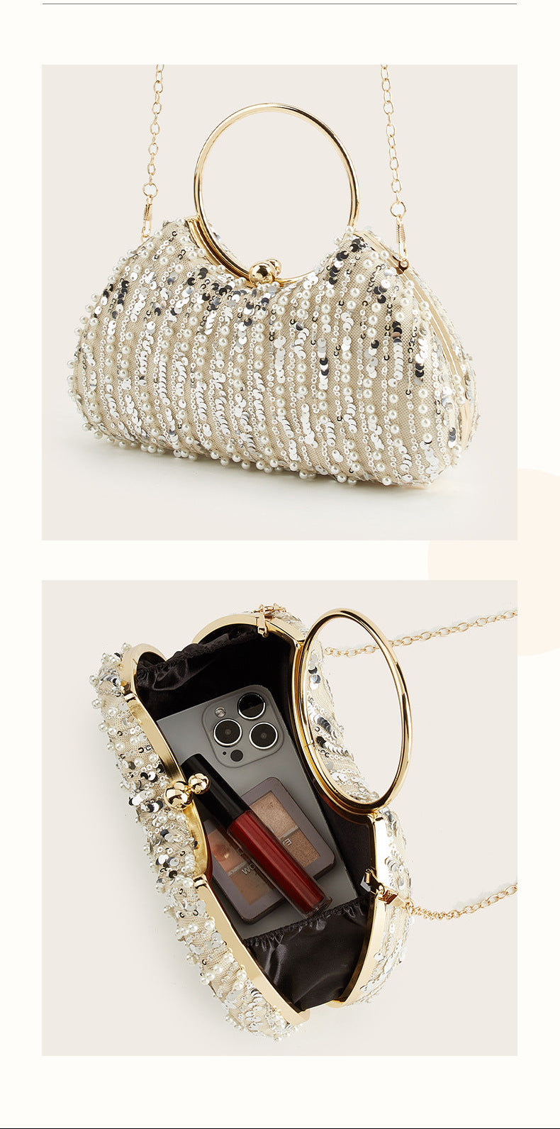 Luxury Rhinestone Evening Clutch Sparkly Crystal Handbag Wedding Party Purse
