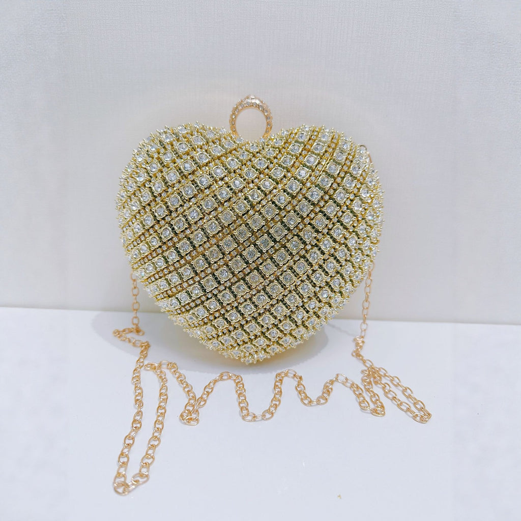 Crystal Heart Evening Clutch Bag