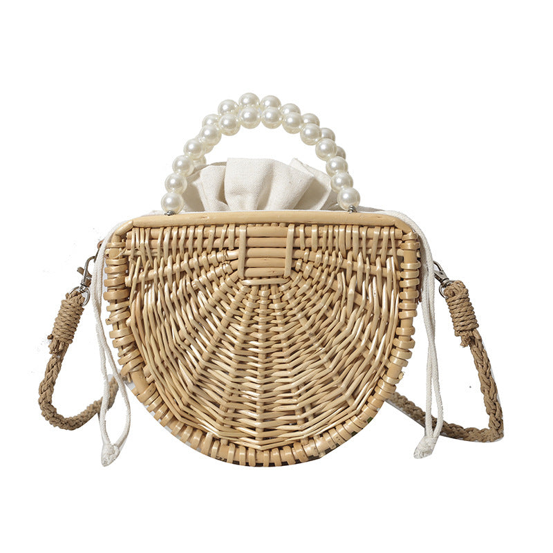 Handmade Bamboo Bag New Forest Style Woven Beaded Handbag