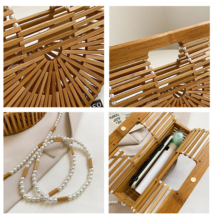 Pearl Woven Bamboo Handbag
