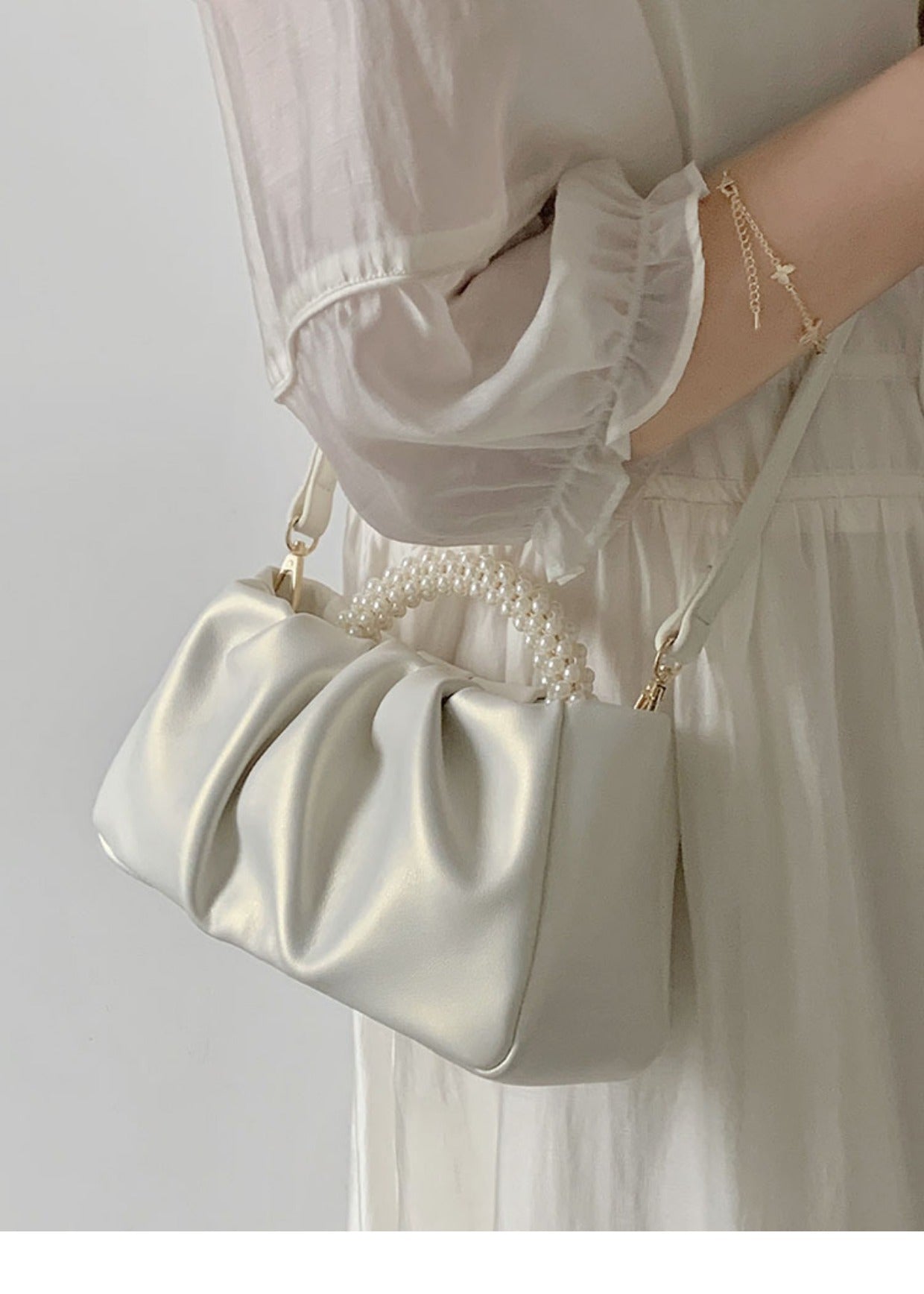 Pearl Ruched Mini Handbag