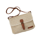 Vintage straw messenger crossbody bag