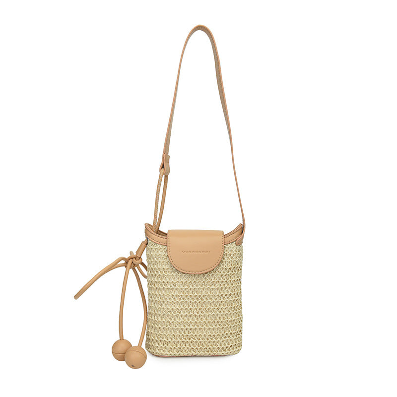 Mini woven phone crossbody bag