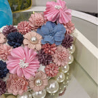 French Pearl Rhinestone Floral Evening Bag Underarm Handbag
