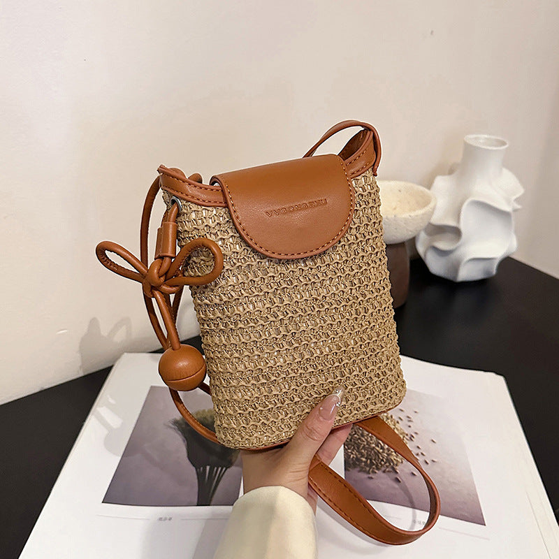 Mini woven phone crossbody bag