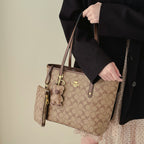Structured shoulder tote bag with coin purse